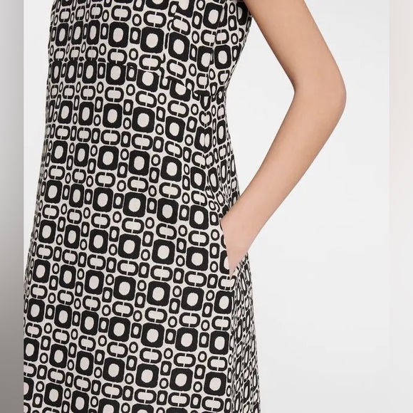 Max Mara Aosta Cotton Blend Minidress Geometric Black White Sleeveless Dress 12 - Picture 8 of 8